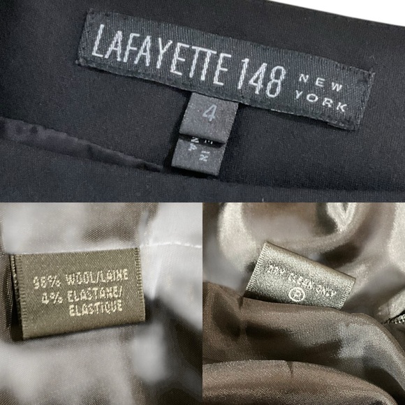 Lafayette 148 New York Skirt Size 4 Black Wool Blend Double Vent Pencil academia - Picture 16 of 16